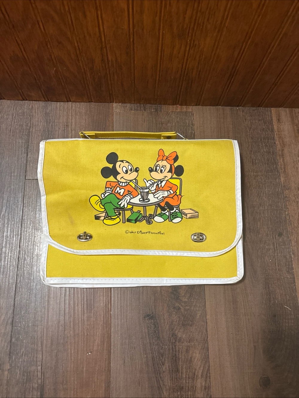 Disney Yellow Canvas Mickey & Minnie Lunch Satchel
